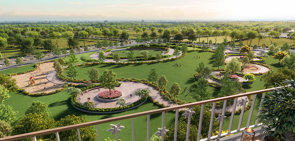 Casa Foresta, Palava – Balcony View of Park with landscaped greenery