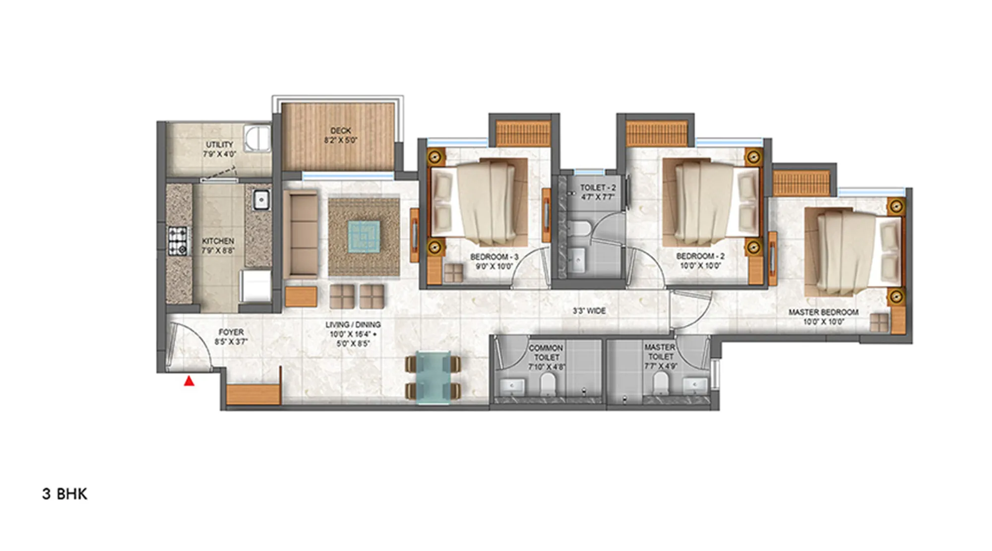 Casa Olivia –  3 BHK Unit Plan in Palava, Dombivli
