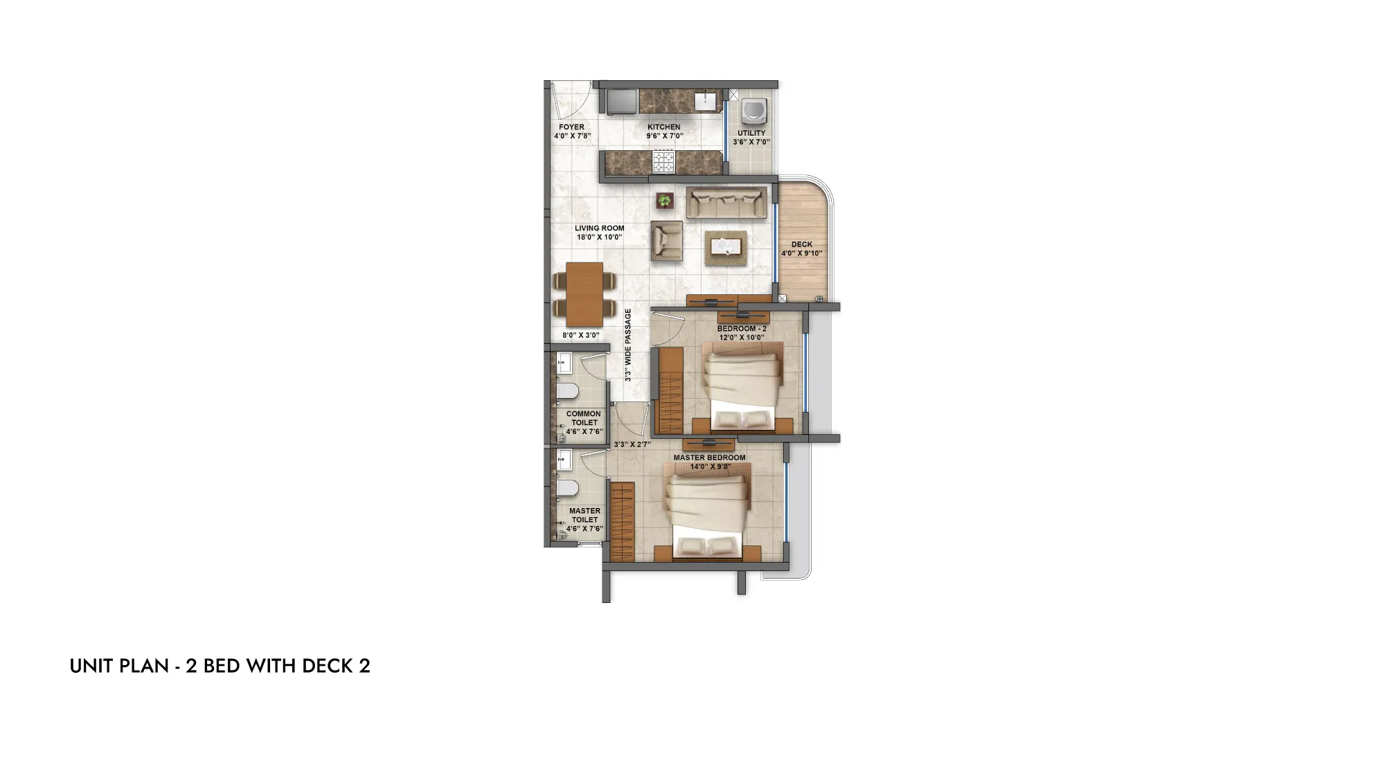 Casa Magnolia, Dombivli - Unit Plan of 2 BHK in Dombivli with Deck